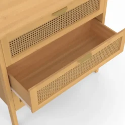 Commode en bois 3 tiroirs cannage 80 cm
