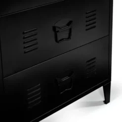 Commode industrielle bois noir 3 tiroirs en métal