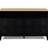 Commode industrielle portes en métal noir avec 4 tiroirs