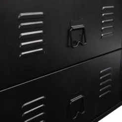 Commode industrielle portes en métal noir avec 4 tiroirs