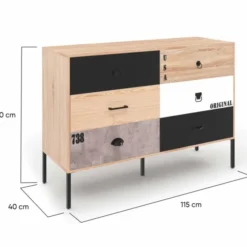 Commode industrielle 6 tiroirs dépareillés