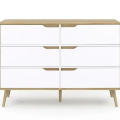 Commode scandinave bois et blanc 115cm