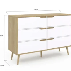 Commode scandinave bois et blanc 115cm