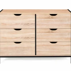 Commode style industriel 6 tiroirs bois et métal noir