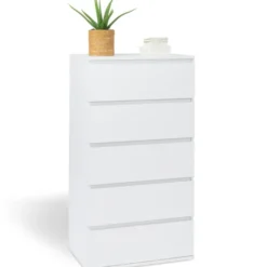 Commode 5 tiroirs blanche