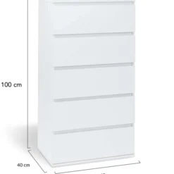 Commode 5 tiroirs blanche