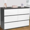 Commode 6 tiroirs blanche et grise