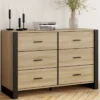 Commode 6 tiroirs bois et noir