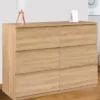 Commode 6 tiroirs bois façon hêtre 110x80 cm