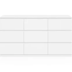 Commode 9 tiroirs 136 cm bois blanc