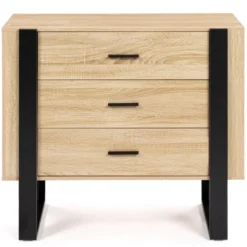 Commode 3 tiroirs design bois et pieds noir