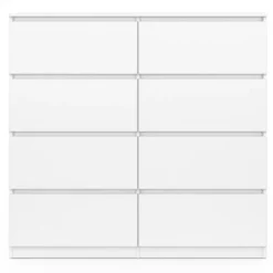 Commode 8 tiroirs en bois blanc 110 cm