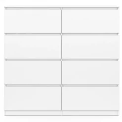 Commode 8 tiroirs en bois blanc 110 cm