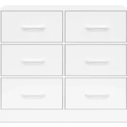 Commode 6 tiroirs en tissu 80 cm meuble de rangement bois blanc