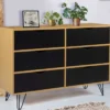 Commode vintage 6 tiroirs bois et noir