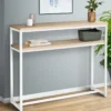 Console bois et métal blanc double plateau 100 cm