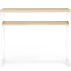 Console bois et métal blanc double plateau 100 cm