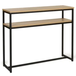 Console bois et métal double plateau 100 cm