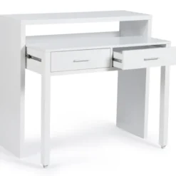 Console bureau extensible blanc