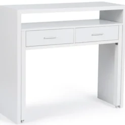 Console bureau extensible blanc