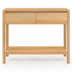 Console effet teck 2 tiroirs 1 étagère
