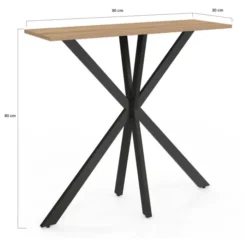 Console en bois avec pied araignée métalique noir