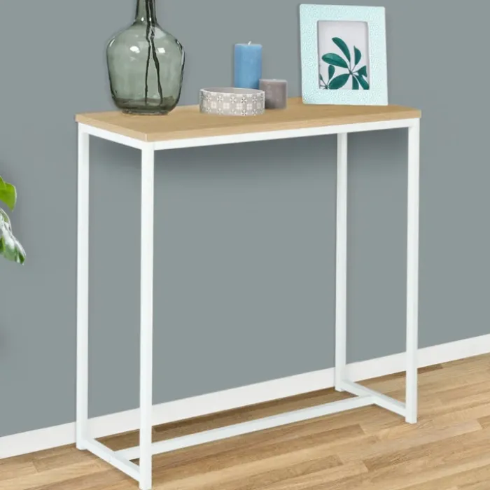 Console industrielle bois et métal blanc