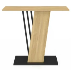 Console plateau bois et pied croisé noir