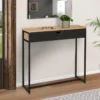 Console style industriel bois et métal 90 cm avec tiroir