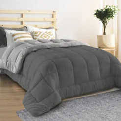 Couette polaire biface 220x240 cm gris clair et gris foncé 400 gr