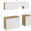 Cuisine complète 240 cm avec plan de travail bois et blanc