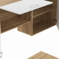 Cuisine complète 240 cm avec plan de travail bois et blanc