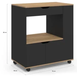 Desserte micro-onde placard tiroir épices noir