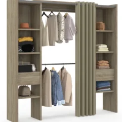 Dressing double extensible en bois 120/180 x 180 cm