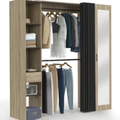 Dressing extensible avec double penderie et rideau noir