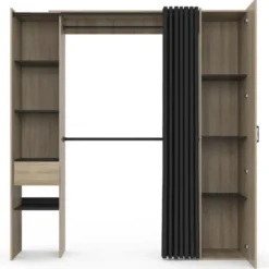 Dressing extensible avec double penderie et rideau noir