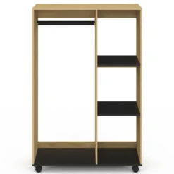 Dressing penderie RACHEL 80 x 40 x 120 cm à roulettes hêtre et noir