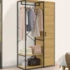 Dressing penderie étagères avec porte L. 90 cm design industriel