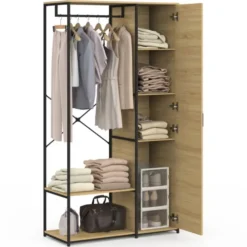 Dressing penderie étagères avec porte L. 90 cm design industriel