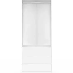 Dressing 80 x 55 x 200 cm 1 module avec penderie + 3 tiroirs blanc
