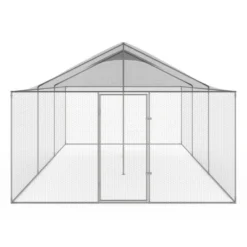 Enclos poulailler en acier galvanisé 18 m² 6x3 m volière extérieure XXL