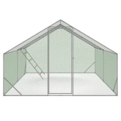 Enclos poulailler 12 m² en acier galvanisé avec perchoir