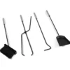 Ensemble d'accessoires de cheminée noir inox avec support