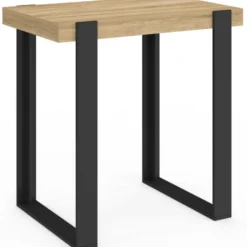 Ensemble table de bar bois et noir et 2 tabourets noir pied noir