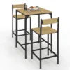 Ensemble table de bar carrée 60 cm et 2 chaises de bar design industriel