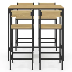 Ensemble table de bar et 4 chaises de bar industrielles