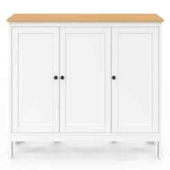 Ensemble table de bar ilot et 2 tabourets bois blanc plateau façon hêtre