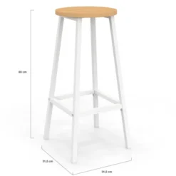 Ensemble table de bar ilot et 2 tabourets bois blanc plateau façon hêtre