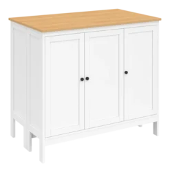 Ensemble table de bar ilot et 2 tabourets bois blanc plateau façon hêtre