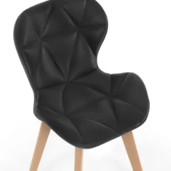 Ensemble table à manger extensible ronde plateau bois et pied filaire en métal 110-150 cm et 4 chaises en PU noires